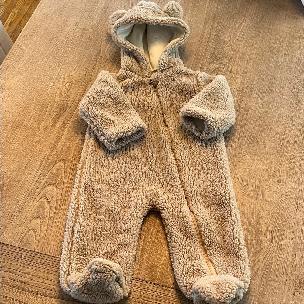 Cozy Tan Fleece Baby Bunting